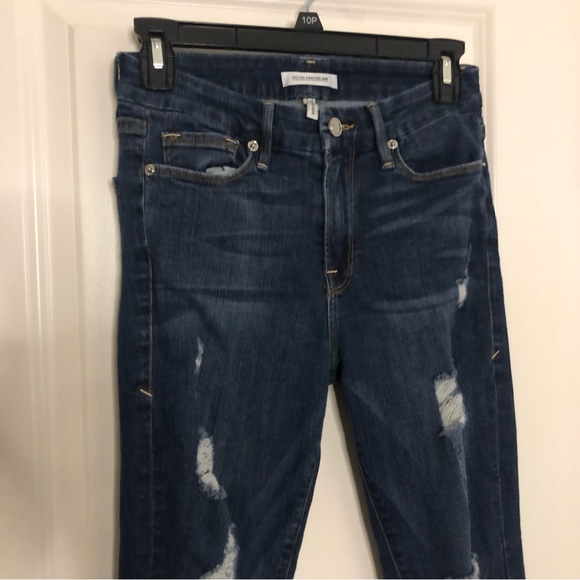 Good American Good Legs High Waist Crop Distressed Skinny Jeans 2/26 Médium wash - Picture 4 of 15